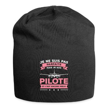 Je Ne Suis Pas Parfaite Mais Je Suis Pilote - Bonnet en jersey - noir - Devant