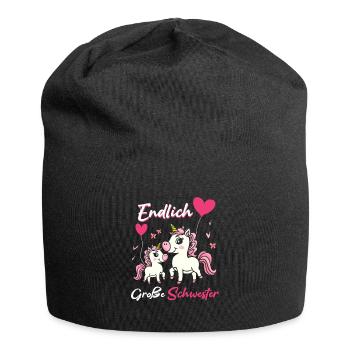 Endlich Große Schwester Einhorn Luftballon - Jersey-Beanie - Schwarz - Vorne