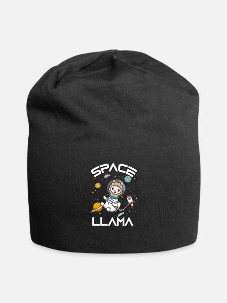 Lama - Jersey-Beanie - Schwarz