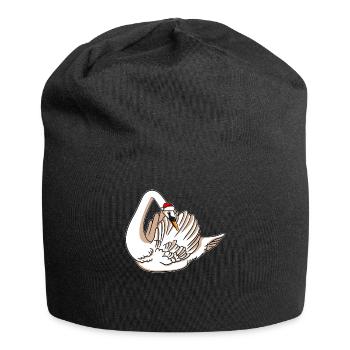 Schwan mit Christmas Sweater - Jersey-Beanie - Schwarz - Vorne