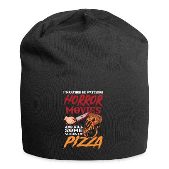 Pizza Lover I'd Rather Be Watching Horror Movies - Jersey-Beanie - Schwarz - Vorne