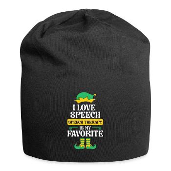 Speech Therapy Elf Christmas School Therapist SLP - Jersey Beanie - black - Front