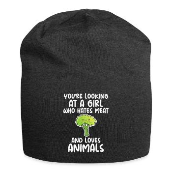 Vegetable Lover Vegetarian Gifts - Jersey Beanie - charcoal grey - Front