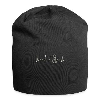 Singer Rock Girl. Heart. Love. EKG. Pulse. Beat. - Jersey Beanie - black - Front