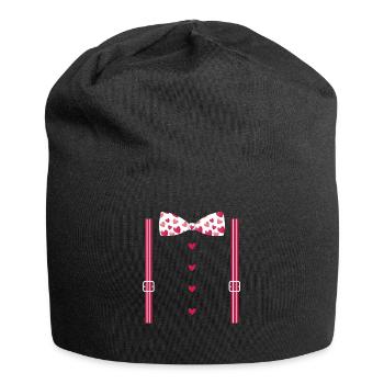 Bretelles de Saint-Valentin et nœud papillon - Bonnet en jersey - noir - Devant