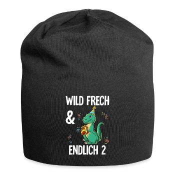 2. Geburtstag T-rex Wild Frech Und Endlich 2 Jahre - Jersey-Beanie - Schwarz - Vorne