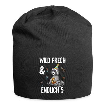 5. Geburtstag Waschbär Wild Frech Und Endlich 5 - Jersey-Beanie - Schwarz - Vorne