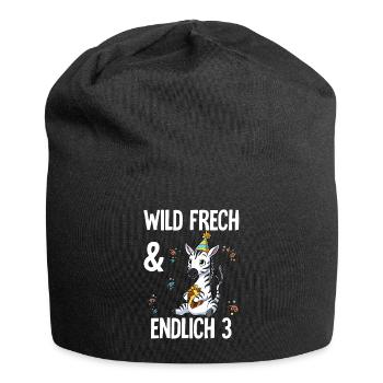 3. Geburtstag Zebra Wild Frech Und Endlich 3 Jahre - Jersey-Beanie - Schwarz - Vorne
