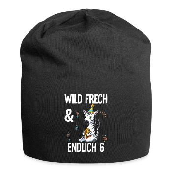 6. Geburtstag Zebra Wild Frech Und Endlich 6 Jahre - Jersey-Beanie - Schwarz - Vorne