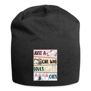 Nur ein Mädchen, das Cats liebt Cute Cat Lover Kawaii - Jersey-Beanie - Schwarz - Vorne