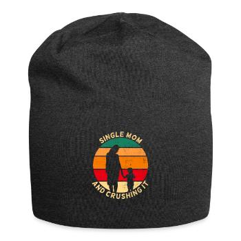 Single Mom And Crushing It - Jersey Beanie - charcoal grey - Front