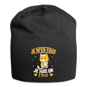 Je m'en fous Je suis un Chat Humour Chat Chaton - Bonnet en jersey - noir - Devant