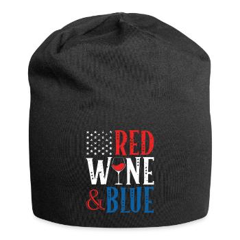 Vin rouge et boisson bleue au 4 juillet - Bonnet en jersey - noir - Devant