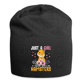just girls who loves hamster - Jersey Beanie - black - Front