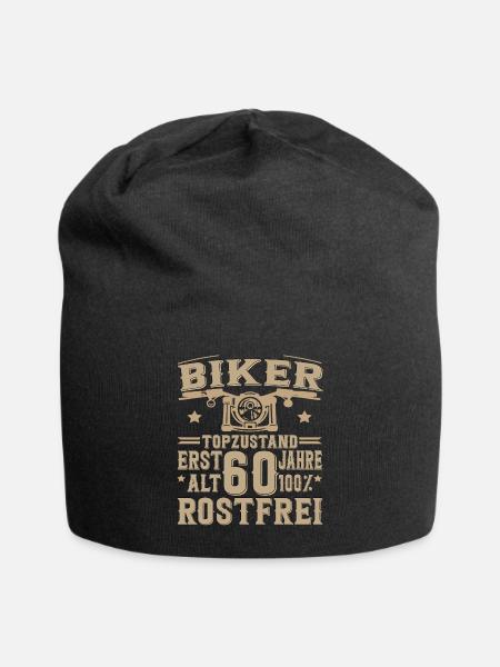 60 Geburtstag Mann Biker 60 Jahre Motorrad - Jersey-Beanie - Schwarz