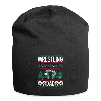 Wrestling Dad Wrestler Father Wrestling Gear - Jersey Beanie - black - Front