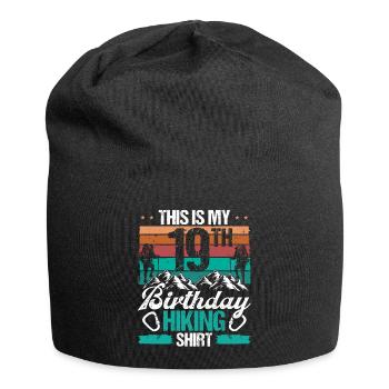 19 Year Old Hiking Men Mountain Climbing Nature - Jersey-Beanie - Schwarz - Vorne