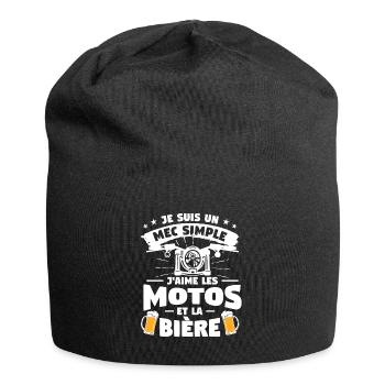 Je Suis Un Mec Simple J'aime Les Moto Et La Bière - Bonnet en jersey - noir - Devant