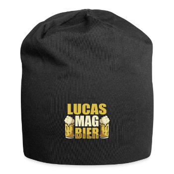 Lucas mag Bier Name Geburtstag - Jersey-Beanie - Schwarz - Vorne