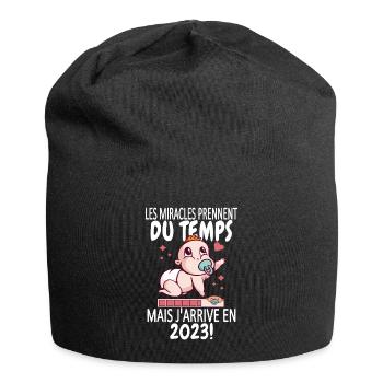 Annonce De Grossesse 2023 , Bebe A Bord - Bonnet en jersey - noir - Devant