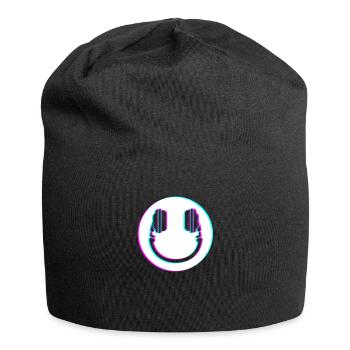 Glitch DJ Retro Techno House Smile DJ - Jersey-Beanie - Schwarz - Vorne
