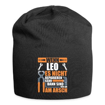 Vorname Leo Name Geburtstag Geschenk - Jersey-Beanie - Schwarz - Vorne