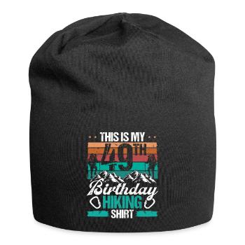 49 Year Old Hiking Men Mountain Climbing Nature - Jersey-Beanie - Schwarz - Vorne