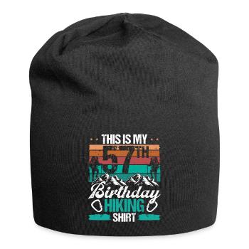 57 Year Old Hiking Men Mountain Climbing Nature - Jersey-Beanie - Schwarz - Vorne