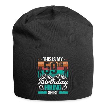 59 Year Old Hiking Men Mountain Climbing Nature - Jersey-Beanie - Schwarz - Vorne