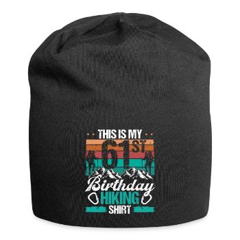 61 Year Old Hiking Men Mountain Climbing Nature - Jersey-Beanie - Schwarz - Vorne
