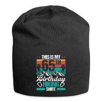 65 Year Old Hiking Men Mountain Climbing Nature - Jersey-Beanie - Schwarz - Vorne