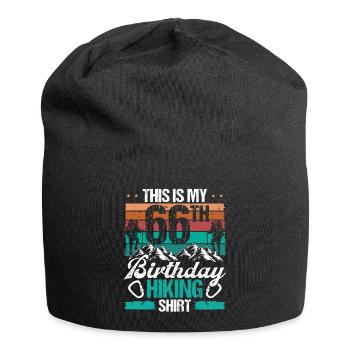 66 Year Old Hiking Men Mountain Climbing Nature - Jersey-Beanie - Schwarz - Vorne