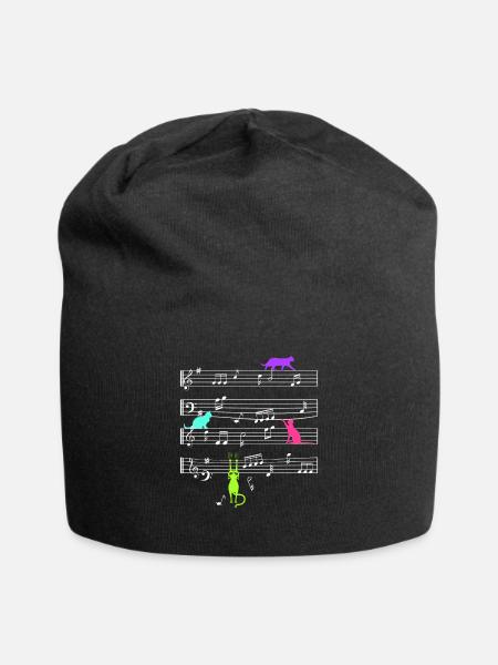 Katzenjammer Katzen Fan Musik Noten - Jersey-Beanie - Schwarz