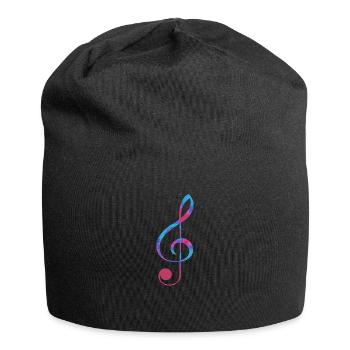 Notenschlüssel ich liebe Musik Noten - Jersey-Beanie - Schwarz - Vorne