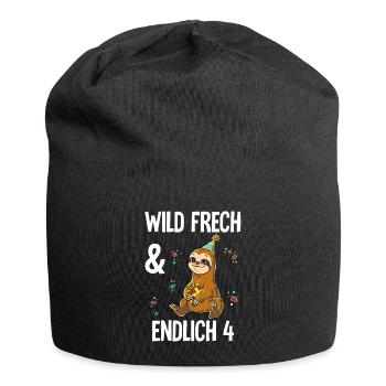 4. Geburtstag Faultier Wild Frech Und Endlich 4 - Jersey-Beanie - Schwarz - Vorne