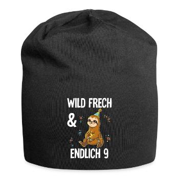 9. Geburtstag Faultier Wild Frech Und Endlich 9 - Jersey-Beanie - Schwarz - Vorne