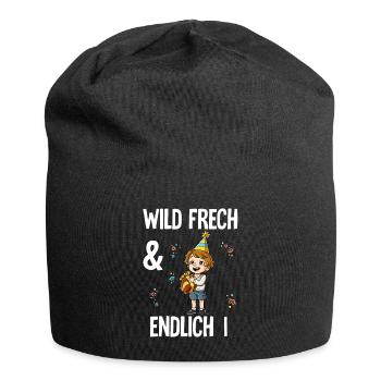 1. Geburtstag Junge Wild Frech Und Endlich 1 Jahre - Jersey-Beanie - Schwarz - Vorne
