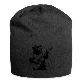 Lustiger Bär spielt Gitarre und singt - Jersey-Beanie - Schwarz - Vorne