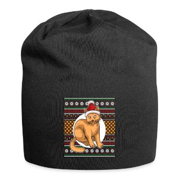 Moche pull de Noël Tshirt chat de Noël - Bonnet en jersey - noir - Devant