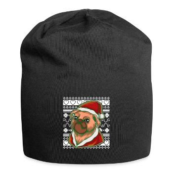 Pull de Noël moche Tshirt Carlin de Noël - Bonnet en jersey - noir - Devant