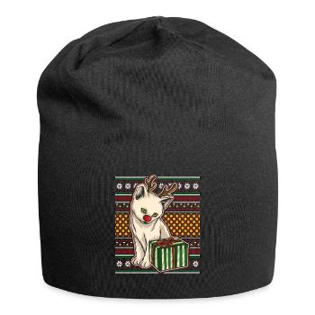 Moche pull de Noël Tshirt chat de Noël - Bonnet en jersey - noir - Devant