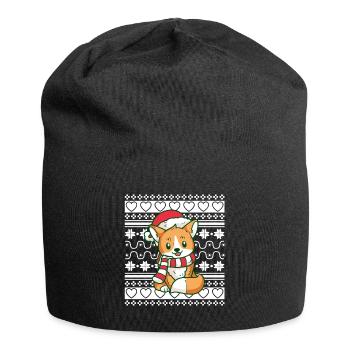 Ugly Christmas Sweater Tshirt Christmas Fox - Jersey Beanie - black - Front