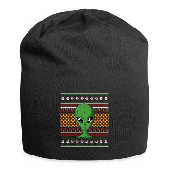 Pull de Noël moche Tshirt Weihnachten Alien - Bonnet en jersey - noir - Devant
