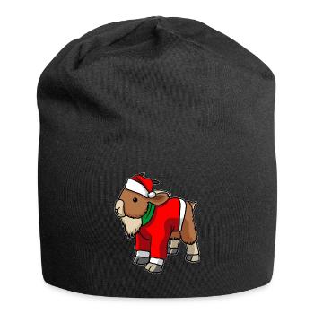 Chèvre en costume de Noël - Bonnet en jersey - noir - Devant