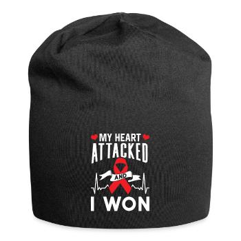 Mein Herz Hat Angegriffen Und Ich Habe Gewonnen - Jersey-Beanie - Schwarz - Vorne
