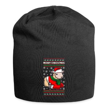 Sheep with Ugly Christmas Sweater - Jersey Beanie - black - Front