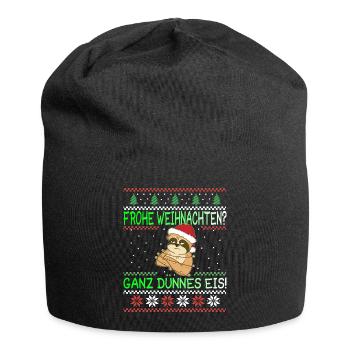 Frohe Weihnachten Dünnes Eis Faultier Geschenk - Jersey-Beanie - Schwarz - Vorne