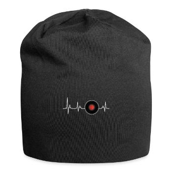 Musiker Disko DJ Mein Herz schlägt für Vinyl - Jersey-Beanie - Schwarz - Vorne