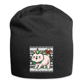 Moche pull de Noël Tshirt chat de Noël - Bonnet en jersey - noir - Devant