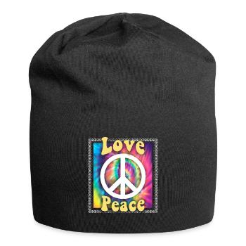 Hippie Tshirt Peace Bewegung Woodstock Boho Groove - Jersey-Beanie - Schwarz - Vorne